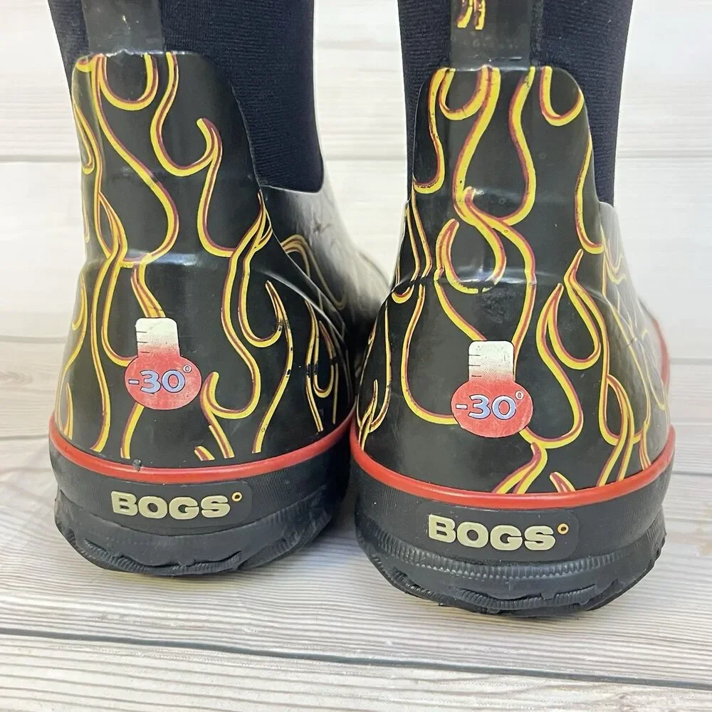 Bogs Boots Classic Flame Waterproof Kids Sz 3 Youth Boys Winter Rain Snow -30° F